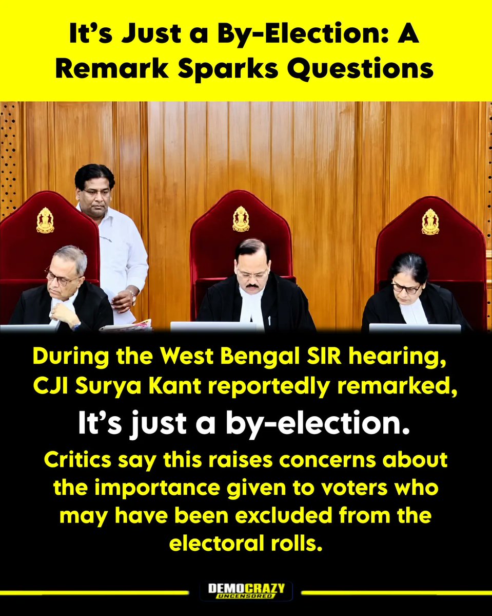 Kumarjyoti49291's tweet photo. West Bengal's SIR has expressed serious reservations concerning the removal or omission of voters from official electoral rolls. The fundamental right of every qualified citizen to exercise their franchise remains critical, regardless of whether the election is a general or by-election. This issue reflects a more comprehensive examination of the mechanisms employed to ensure the security and integrity of voter information and voting privileges.
