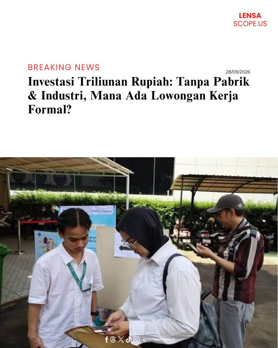 Lensa_scopeus's tweet photo. BKPM mencatat realisasi investasi 2025 mencapai Rp1.931,2 T dan menyerap 2,71 Jt tenaga kerja. Tahun 2026 mencapai Rp1.000 T dengan serapan 1,45 Jt pekerja. Tantangannya kini memastikan investasi benar-benar menjadi pabrik, dan lapangan kerja.

#lapangankerja https://t.co/UBrqF8wAkc