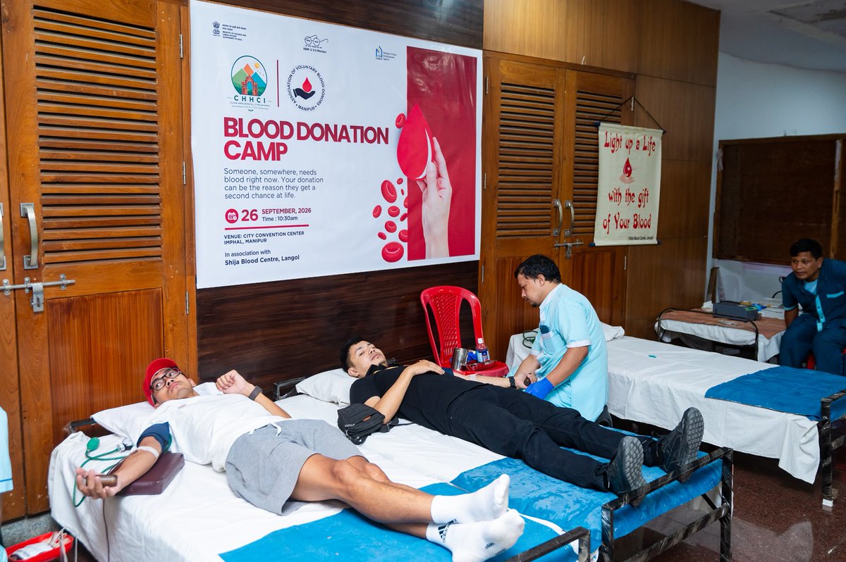 SbmUManipur's tweet photo. Blood Donation Camp - Bringing together communities.  A donation towards a healthier society.  #CHHCIManipur #SwachhManipur #SBMU @SwachhBharatGov @MoHUA_India https://t.co/mtzShcRCOm