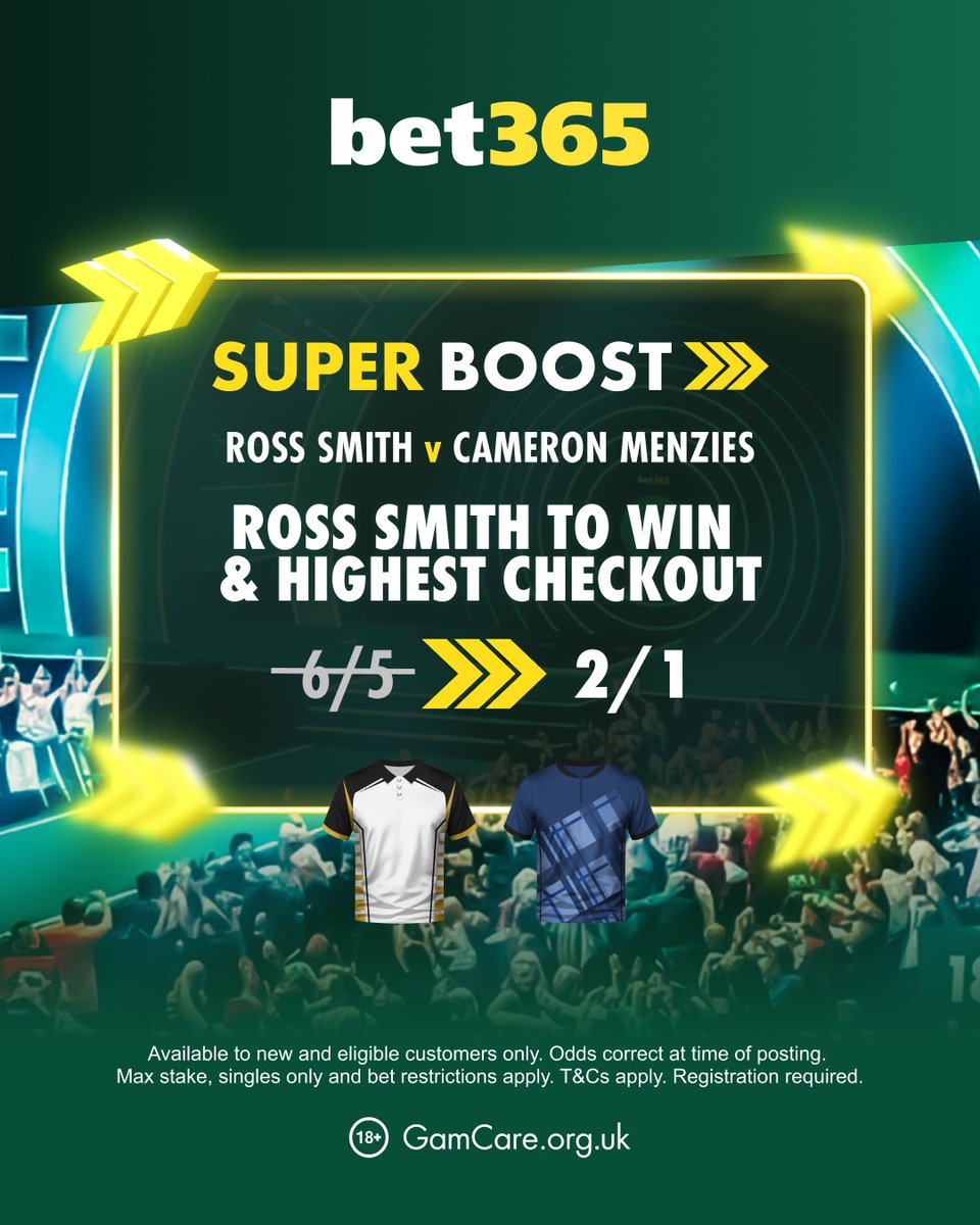 bet365's tweet photo. Ross Smith win &amp; highest checkout landed four times last weekend:

• vs Gerwyn Price
• vs Gian van Veen
• vs Josh Rock
• vs Kevin Doets

Monday's Super Boost is 𝗟𝗜𝗩𝗘!