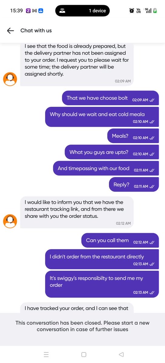 SwainWaves's tweet photo. @Swiggy Extremely disappointed. My order was delayed with conflicting updates and no resolution. Your support expected me to wait indefinitely for cold food or pay ₹196 to cancel despite failure being on your end. Chats were closed without help. Pathetic service @jagograhakjago https://t.co/tC7NULr61A