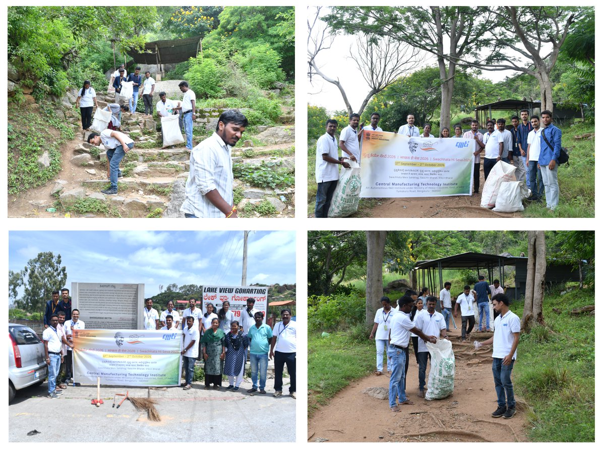 CmtiBengaluru's tweet photo. As part of #SHS2026 and WorldTourismDay2026, CMTI cleaned Shivagange Hills, raised cleanliness awareness, and supported Anna Dasoha with a rice contribution..
#CMTI#SwachchataHiSeva2026#WorldTourismDay2026 #CleanIndia #Shivagange#
 SwachchataHiSeva2026 #WorldTourismDay2026 https://t.co/fe3usDlP6Z