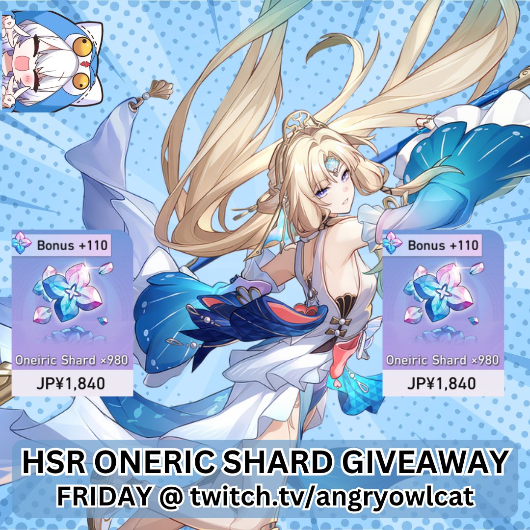 AngryowlCat's tweet photo. ✨HSR GIVEAWAY!!!  

🗒️Rules:
- Like 👍
- Repost 🔁
- Follow  X and Twitch ❤️
- Be present at AngryOwlCat Twitch stream during the raffle🎮

📅Ending: October 2
#hsr #honkaistarrail https://t.co/3YzMILdRbp