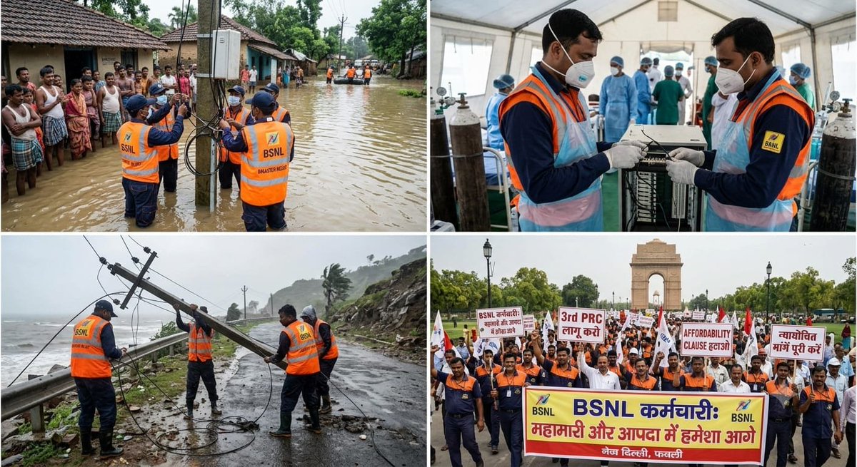 Mayank4532jo's tweet photo. #BSNL employees are the front line warriors during natural calamities and BSNL is only operator to restore all telecom services within short time. It's time to give their genuine rights 
@narendramodi
#Remove_Affordability_Clause
#3rdPRC_BSNL
@JM_Scindia
@PemmasaniOnX 
@AUAB5564 https://t.co/MZjoxbpjEZ