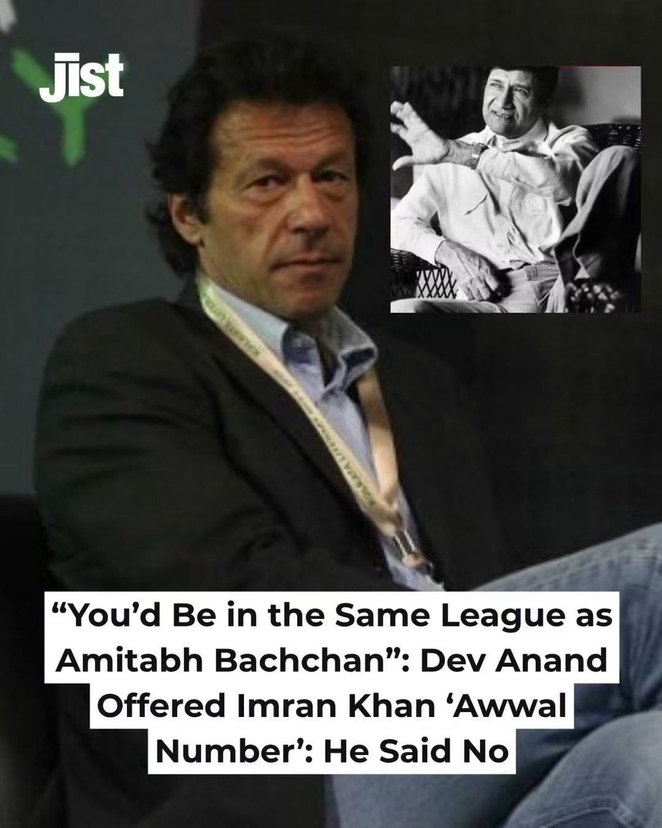 amittalwalkar's tweet photo. Dev Anand once approached Pakistani cricketer Imran Khan for a major role in his 1990 film Awwal Number. 🎬🏏

According to Dev’s memoir, he believed the casting could be a major coup and even told Imran that the film could put him in the same league as Amitabh Bachchan in Bollywood.

Imran, who had recently retired from cricket, was hesitant about acting and ultimately turned down the offer with a one-word reply: “No.”

The role of the fading cricket star eventually went to Aditya Pancholi.
The surprising casting story has resurfaced decades later, giving fans a glimpse into what could have been a very different Awwal Number.