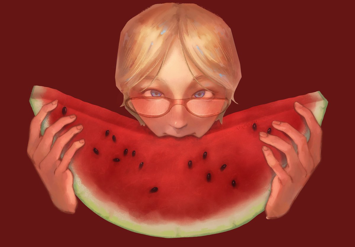 veovaaa's tweet photo. I love how the watermelon came out so much #trend #Watermelon  #art #artmootsㅤ https://t.co/YSkohlRTdS