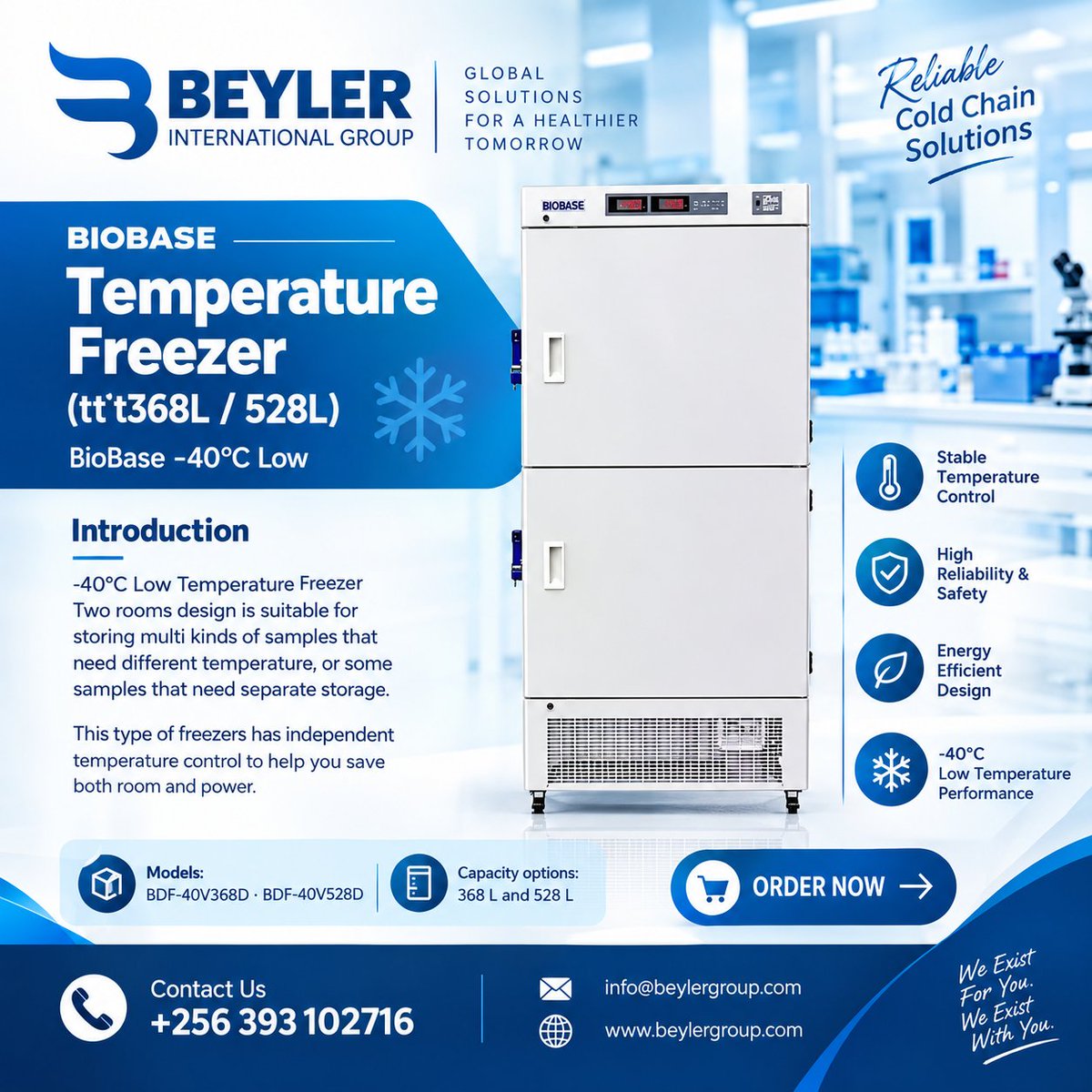 beylergroupint's tweet photo. Reliability meets efficiency in your laboratory. ❄️ We present the BIOBASE -40°C Low Temperature Freezer from Beyler International Group.#beylergroupinternational #medicalequiptments #medicalclinic https://t.co/yvVuUejs4k