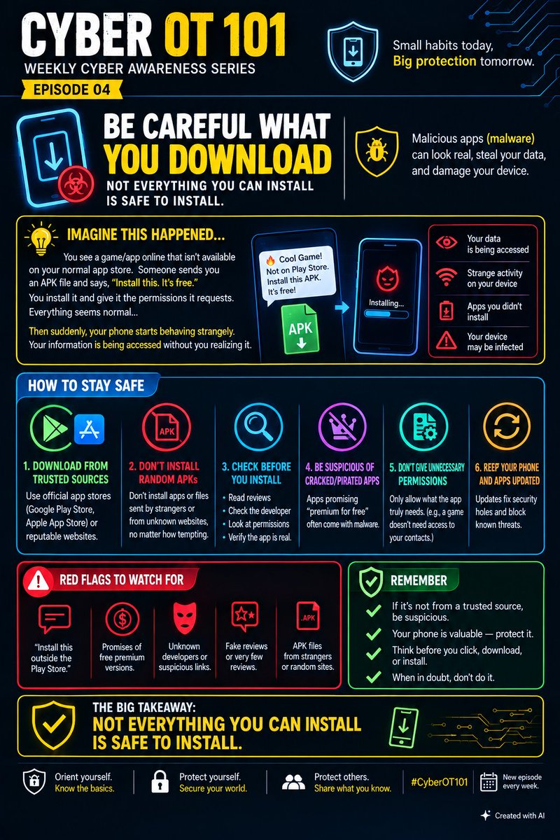 Kamal_deen16's tweet photo. “It’s just a download from the Internet, it’s nothing.” 🤷‍♂️

But that “nothing” can come with malware, viruses, or stolen data. 😟

Damage done. Remedy? Sometimes impossible.

Remember: Prevention is better than cure. 🔐
#CyberOT101 #onlinesafety https://t.co/DavW8s9oUV