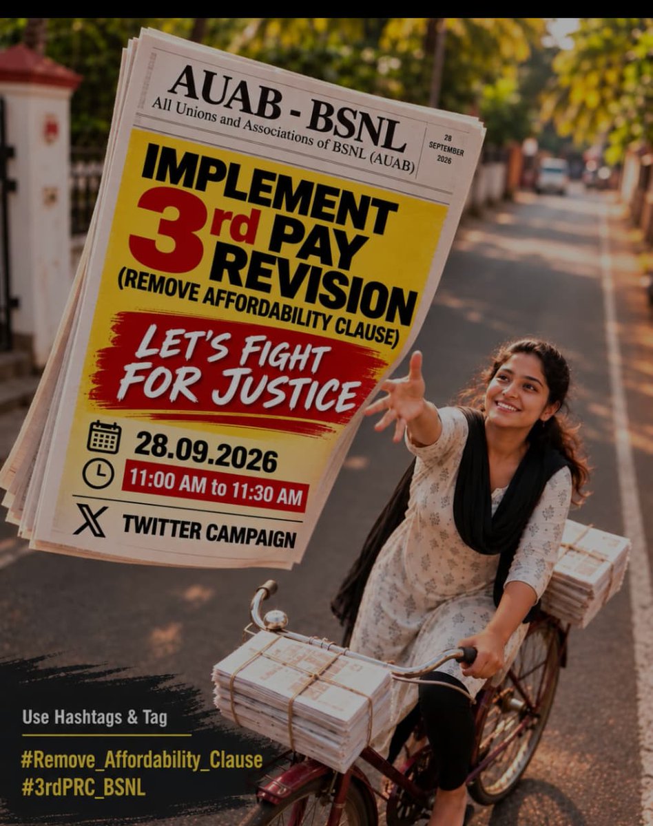 IamManish9700's tweet photo. 🇮🇳 ,
अगर देश की डिजिटल प्रगति के लिए BSNL की भूमिका महत्वपूर्ण है,
तो एक स्वाभाविक प्रश्न है...
क्या #BSNL को मजबूत बनाने की शुरुआत उसके समर्पित कर्मचारियों के लंबित #3rdPRC_BSNL से नहीं होनी चाहिए⁉️
@JM_Scindia @PemmasaniOnX @DoT_India @AmitShah  
#Remove_Affordability_Clause https://t.co/4PTCy3ULNp