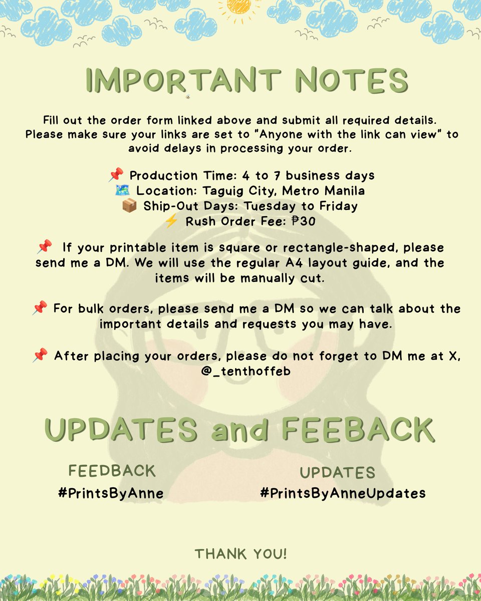 _tenthoffeb's tweet photo. Prints By Anne! is now officially open! <3 

📝 Order Form: https://t.co/8Jwq1ukHrL
🗺️ Platform Guide: https://t.co/sWYUl1o6lz
📢 Feedback: #PrintsByAnne
🔔 Updates: #PrintsByAnneUpdates
✍️ Sample Works: https://t.co/721PEuAkmq

🏷️ WTS LFB KISS CUT DIE CUT STICKER POST CARDS BUTTON PINS RUSH PRINTING

Help RT, thank you!