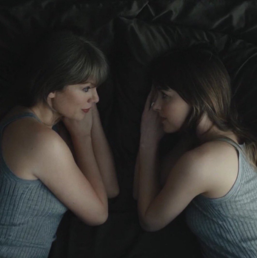 MorganasVersion's tweet photo. I love how in the first part of the music video Taylor and Dakota are serving face (lowkey thought they might kiss) but as soon as the music cut out to the argument my jaw dropped it feels too reel when he grabs Taylor’s wrist I wanted to scream https://t.co/ANIsJ50EHJ https://t.co/yvMbqdh9lL