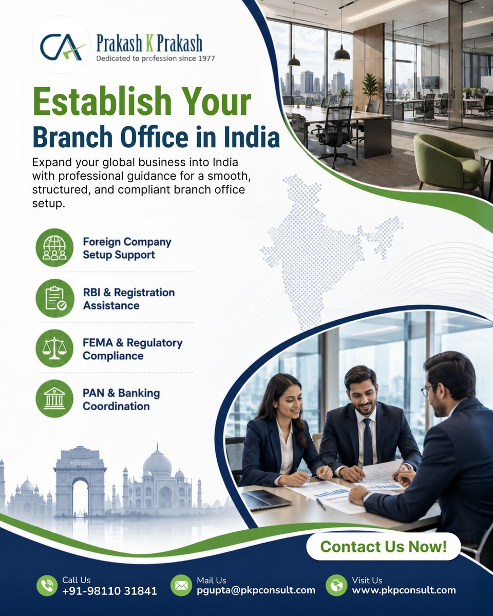pkpconsult_'s tweet photo. 🌍 Establish Your Branch Office in India with Confidence! 🇮🇳
Take the next step toward establishing your business presence in India. 🚀
📞+91-98110 31841
🌐https://t.co/MFn2hrtDrq
#BranchOfficeIndia #BusinessInIndia #IndiaBusiness #BusinessExpansion #ForeignCompany #BranchOffice https://t.co/KecIb63hRK
