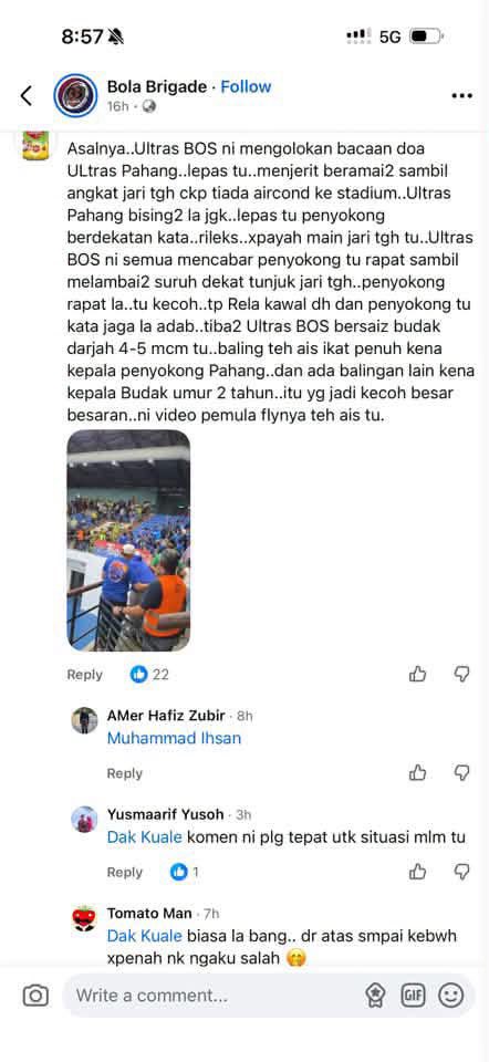 TwtBolaPahang's tweet photo. Aku ada je dekat Sukpa baru ni tapi kalau aku kata itu ini, mesti nak kata aku sebelahkan penyokong sendiri.

Jenis yang nak menang dalam semua benda, tak patut di layan.

Ada je lah benda nak dipusing kalau kata perkara betul pun. https://t.co/wv3gxK6FSo
