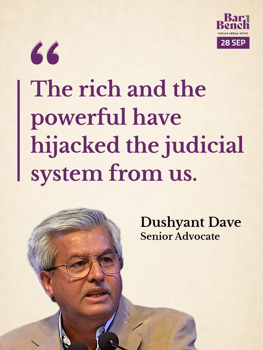 barandbench's tweet photo. Senior Advocate Dushyant Dave recently said that the rich and powerful have hijacked the judicial system

Read here: https://t.co/XAfcuNTQ8b https://t.co/di8AySSCJ8