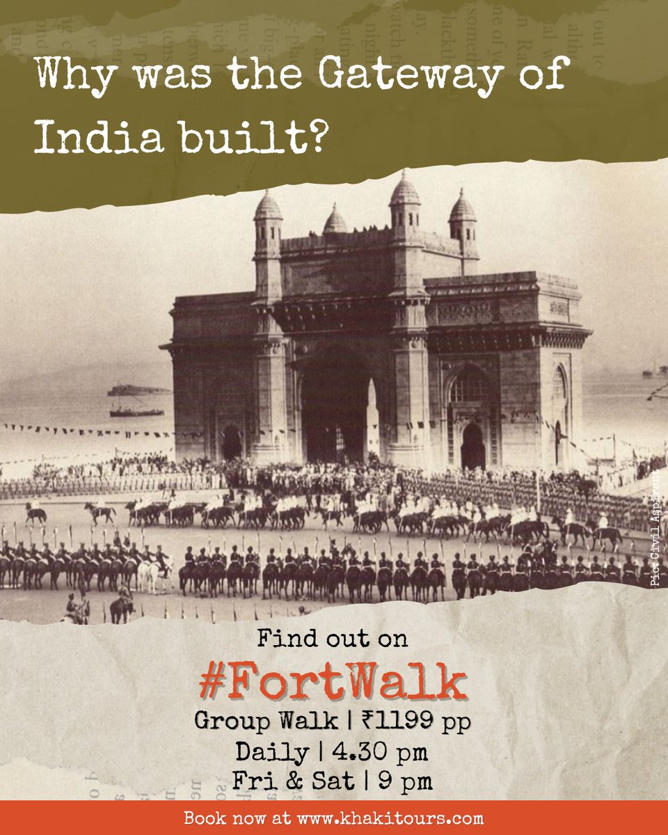 Khaki_Tours's tweet photo. Learn how the modern city of Mumbai evolved through its colonial town, on a #FortWalk group walk with us.
📌Daily | 4.30 PM
Fri & Sat | 2 & 3 Oct | 9 PM
Price: ₹1199 pp
➡️Book now at: https://t.co/wU3aLwXdmW
#Fort #MumbaiFort #Things2DolnMumbai #KhakiTours #ExploreMumbai
#HeritageTours #WalkingTours