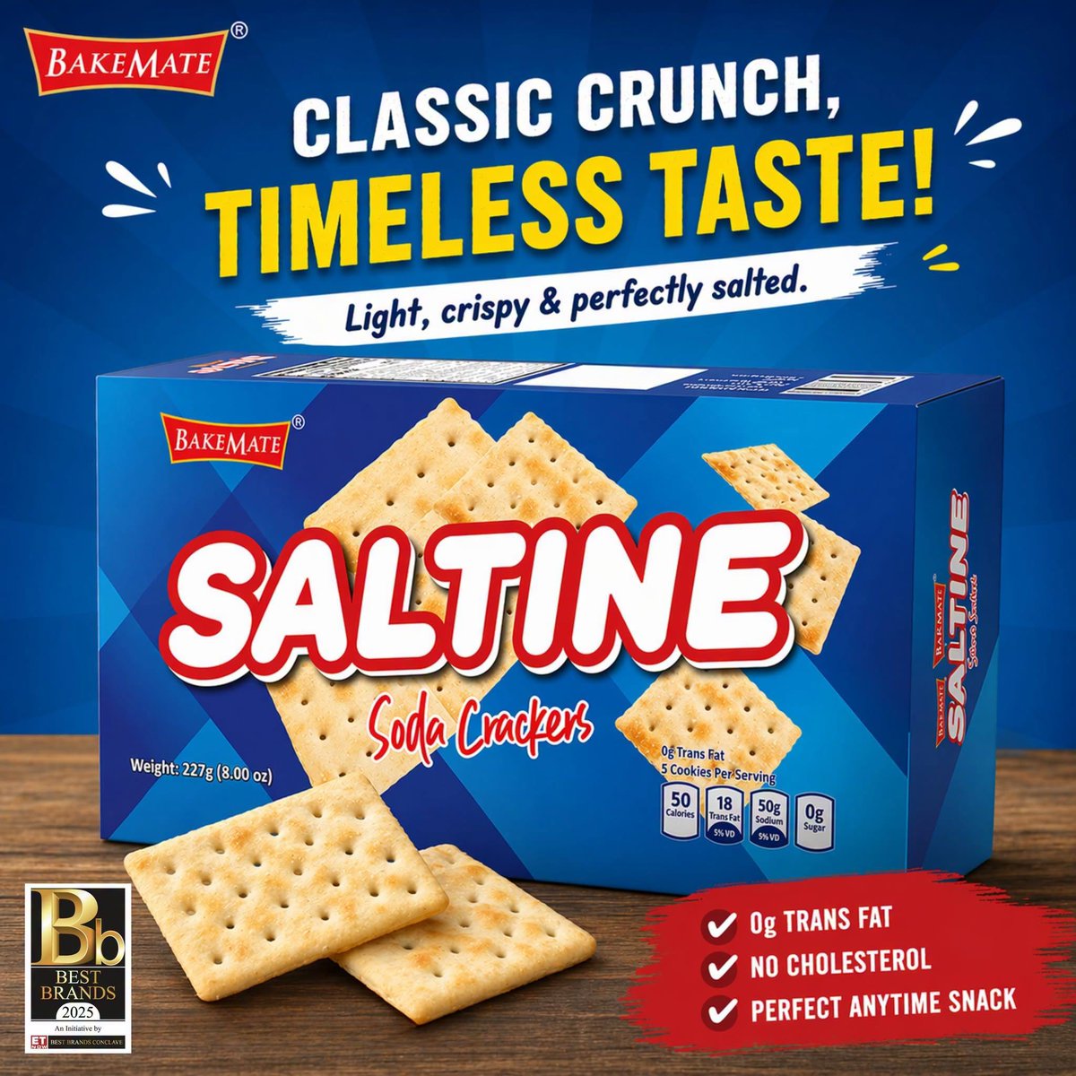 bakemateglobal's tweet photo. Crisp. Light. Simply Delicious! @bakemateglobal
Enjoy the perfect salty crunch of BakeMate Saltine Biscuits with every bite.
For More Details:
Email: enquiry@bakemate.in
Contacts: 7060002542
#BakeMate #Saltine #CrispyCrunch #CrispyBiscuits #DeliciousBites #SimplyDelicious https://t.co/VMrmiZ4TJu
