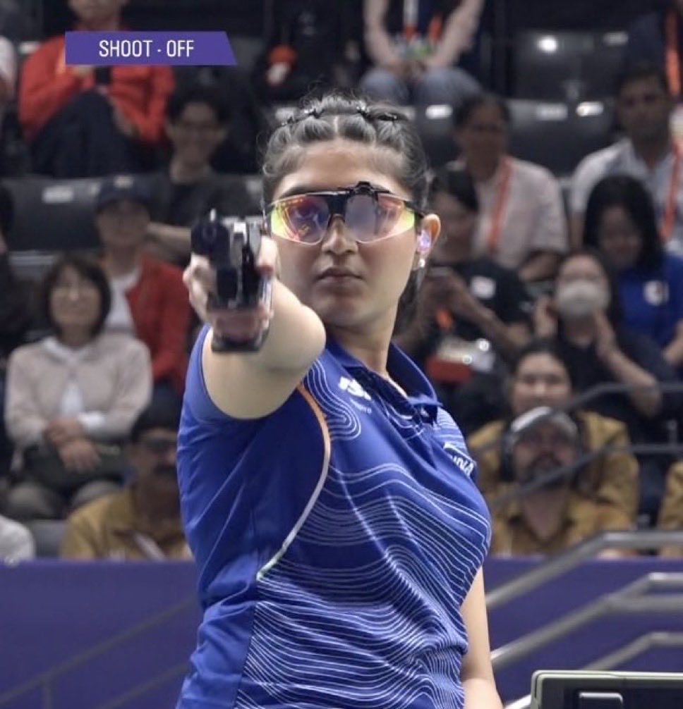 KirenRijiju's tweet photo. Silver for India! 🇮🇳🥈

Esha Singh delivers a superb performance to win silver in the women’s 25m pistol event at the Asian Games 2026.

Composed under pressure and fighting right till the end, she earns another proud moment for Indian shooting.

Congratulations, Esha! 🇮🇳

#EshaSingh #AsianGames2026 #Shooting #TeamIndia