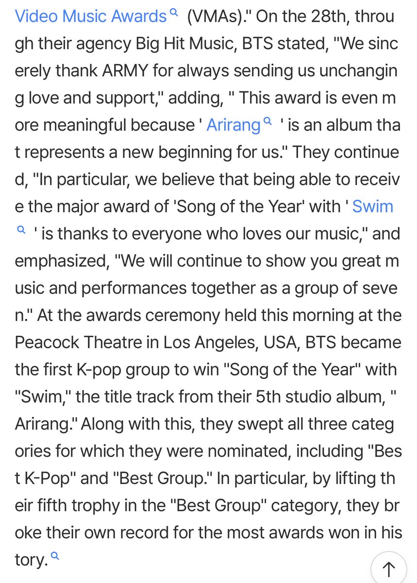 JUNG9795_'s tweet photo. TERHARU BGT JUJUR 😭💜🫂

BTS menyampaikan lewat BIGHIT MUSIC:

“dari lubuk hati kami, kami mengucapkan terima kasih kepada semuanya yg selalu memberikan cinta dan dukungan yg nggak pernah berubah. ‘ARIRANG’ adalah album yg terasa seperti awal yg baru bagi kami, jadi penghargaan ini terasa jauh lebih berarti.
terutama karna kami bisa meraih penghargaan besar ‘Song of the Year’ lewat ‘SWIM’, kami rasa semua ini berkat semua orang yg telah mencintai musik kami. 
ke depannya, kami BERTUJUH akan terus menunjukkan musik dan penampilan yg bagus BERSAMA-SAMA”

JANJI GAK NANGIS 😭😭😭😭😭😭
congratulations BTS!! you deserve all the awards, next year we'll go for much more 💪✨❤️