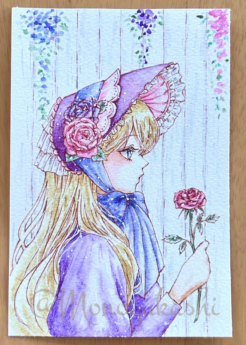 tohokami1118's tweet photo. フレームレス完成🎨🖌️

#ディオキサジン展2026
#透明水彩
#etherealart
#watercolor
#japaneseillustration https://t.co/73eROEkeqD