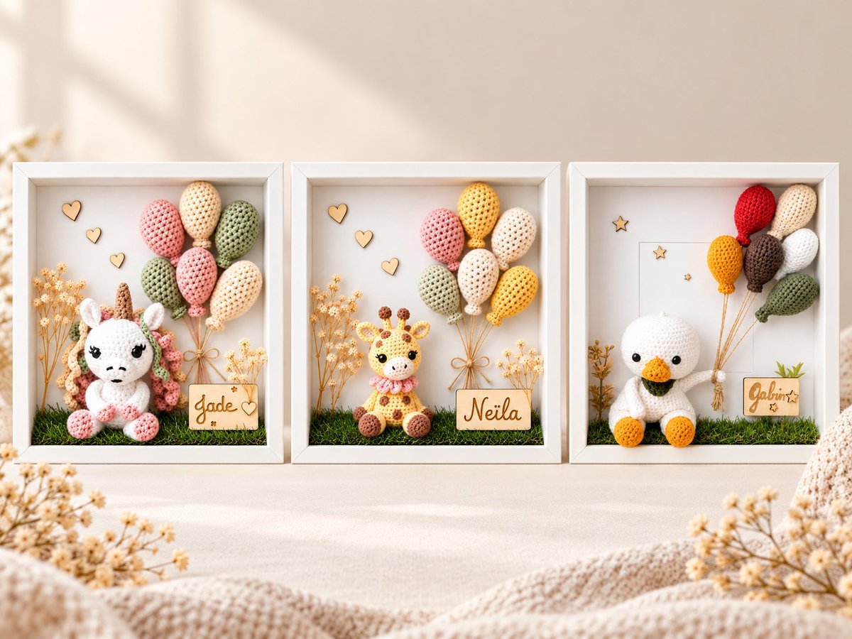 lafeecrochet's tweet photo. J’ai besoin de votre avis ce matin.
Si vous deviez choisir un cadre personnalisé pour un cadeau de naissance, lequel prendriez-vous ?
🦄 Licorne
🦒 Girafe
🐥 Canard
Chaque cadre peut être personnalisé avec le prénom de l’enfant et les couleurs de votre choix. https://t.co/tQ3qH0Iyv6