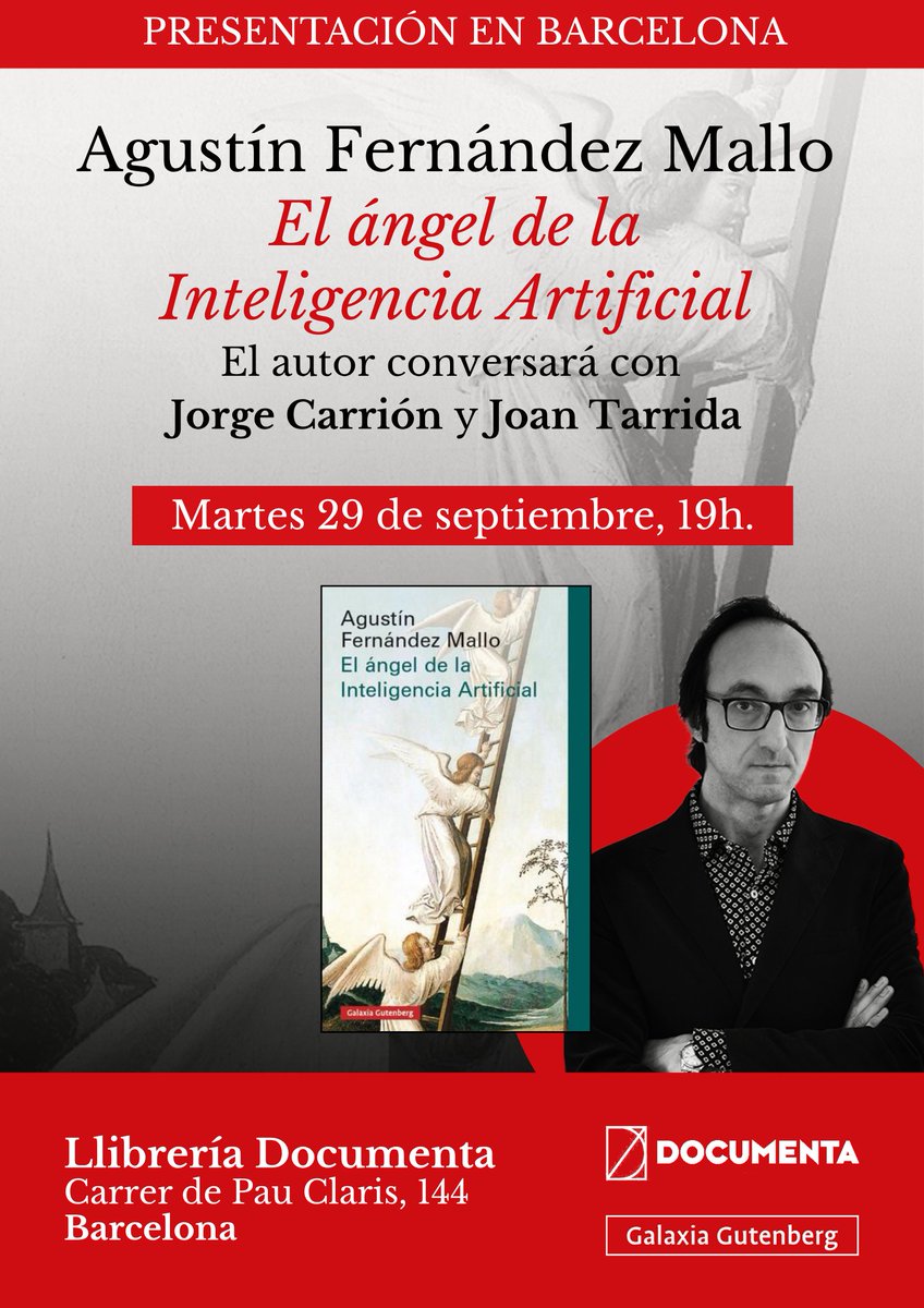 DocumentaBCN's tweet photo. Aquesta setmana club de lectura Traductors, on comentem «Extinció», de Thomas Bernhard. Traducció de Clara Formosa Plans, @QuidProQuoed. Presentacions d'«El ángel de la Inteligencia Artificial», d'@FdezMallo, @G_Gutenberg; «País secret», d'Antoni Vives, @Grup62 @Ed_Portic; https://t.co/cZsUqFO2Jg