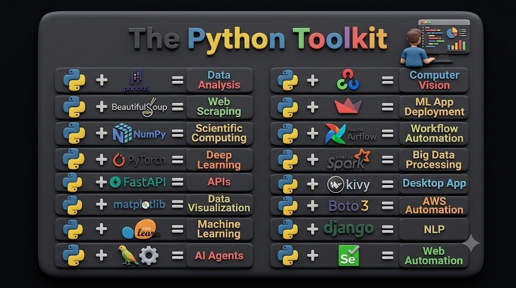 ThePythonDailyz's tweet photo. The Python Toolkit https://t.co/IsW66FUfhM