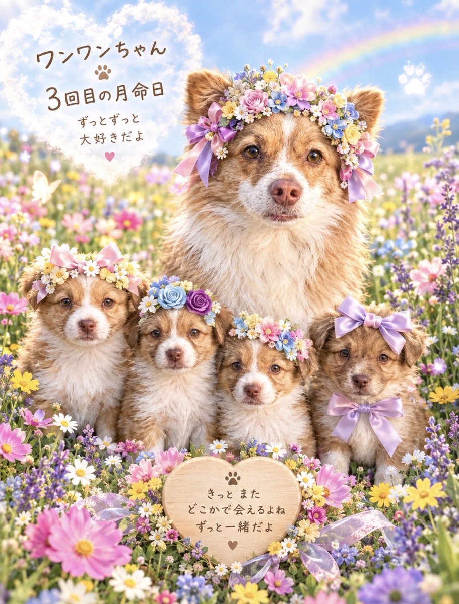 7mBuus's tweet photo. 今日はワンワンちゃんの3回目の月命日🐶🌈

ずっとずっと忘れたくない…
どうか虹の橋で穏やかに過ごしていますように🌈💐 https://t.co/CTRrvEMJRa