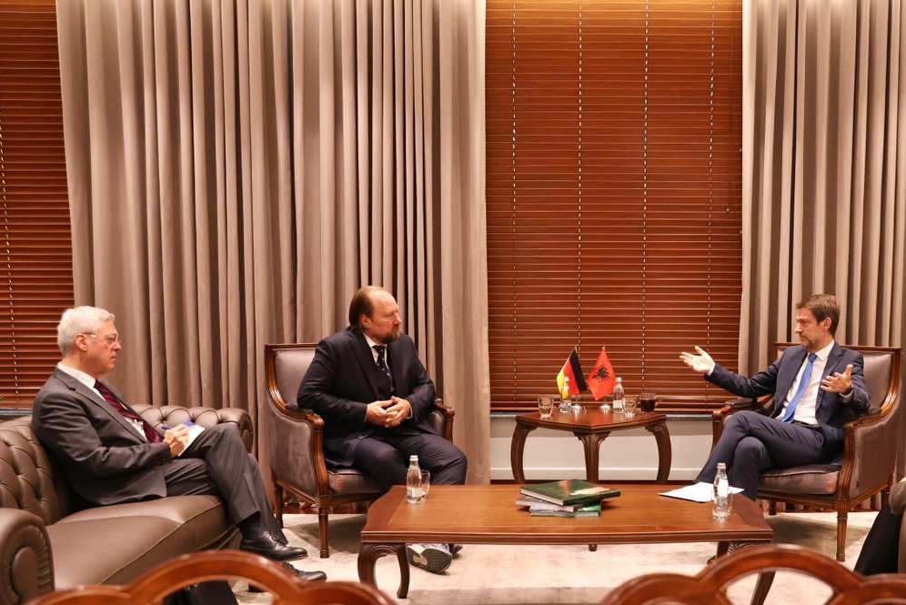 HoxhaFer's tweet photo. An excellent meeting with Mr Anton Hofreiter, Chair of the Committee on European Union Affairs of the German Bundestag. 🇦🇱🇩🇪

His visit to #Albania could not be more timely. As our EU accession process, our top national priority, advances steadily, our discussion was a valuable opportunity to take stock of the progress achieved through our ambitious reform agenda and exchange views on the next steps ahead.

#Germany has been one of Albania’s strongest and most consistent supporters throughout this journey. We highly value Germany’s principled support for a merit-based #enlargement process and its leadership in promoting a credible European perspective for the Western Balkans.

We also reaffirmed the excellent relations between Albania and Germany and highlighted the importance of continued cooperation between our two countries, including through parliamentary exchanges, with a shared objective: a stronger, more united and more secure #Europe.

  #Albania2030   #Together