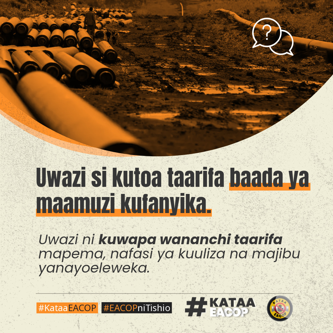 ChangeTanzania's tweet photo. Uwazi si hisani ya kampuni wala serikali, ni haki ya mwananchi. Kama EACOP ni mradi wa manufaa kwa wote, basi haupaswi kuogopa maswali, nyaraka za wazi wala ukaguzi huru. Tunadai uwazi kamili kabla, wakati na baada ya mradi. Ukimya wenu si jibu hata kidogo. #EACOPniTISHIO https://t.co/t1jZ6qeMrY