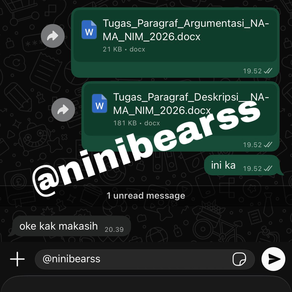 ninibearss's tweet photo. done today testi joki tugas revisi artikel, skripsi, proposal, jurnal, manuskrip, resume, review, paper, pkm rsh, artikel ilmiah UT, tuton UT, essay, aril UT, metopen UT / diskusi UT, parafrase, makalah, dll. #zonauang #jokitugas #zonauang #jokiskripsi #jokiproposal #jokikaril https://t.co/FrSytlD308