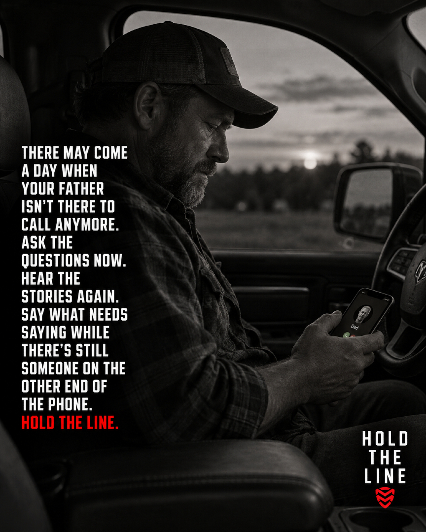 MMC_Brotherhood's tweet photo. There will come a day when one more phone call is no longer possible. Ask the question. Hear the story again. Say what needs saying while you still can. If this reminded you of your dad, make the call today.

#HoldTheLine #MMCBrotherhood #FathersAndSons #Legacy #CallYourDad #MensGrowth #Family #UncommonMan
