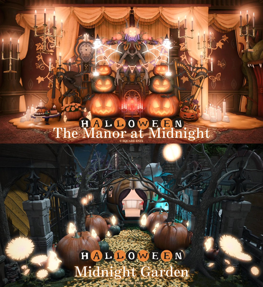 MinuJaja's tweet photo. 去年のハロウィン撮影スタジオ「The Manor at Midnight」は、まだ開放していますよ🎃✨
興味のある方は、ぜひ遊びに来てください！

🎃Alexander ゴブレットビュート 9区 9番🎃
#MinuStudio #FF14スタジオ https://t.co/SYql60Kf8X