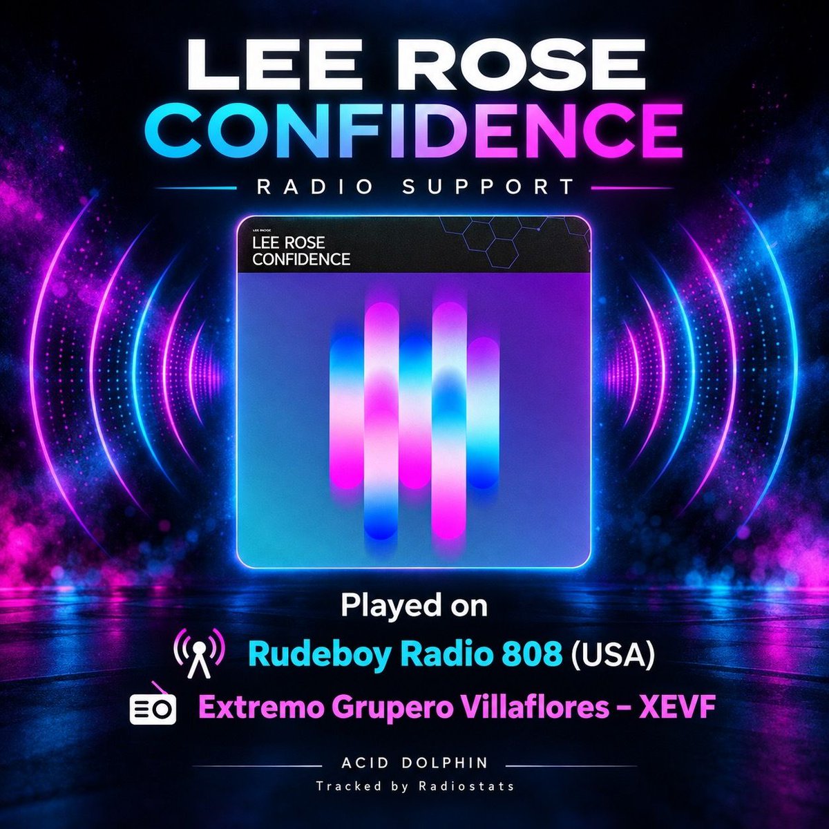 LeeRoseUK's tweet photo. Confidence” making waves 📻🔥 My track on Acid Dolphin has picked up plays on Rudeboy Radio 808 (USA) and Extremo Grupero Villaflores – XEVF. 🙌

#LeeRose #Confidence #AcidDolphin #RadioSupport #HouseMusic https://t.co/bLl0svMikE