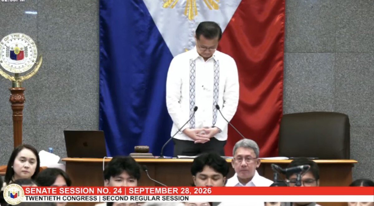 senatePH's tweet photo. 🛑 LIVE
Plenary Session No. 24
September 28, 2026 | Monday

🎥 https://t.co/9mbbqHQx4f

#SenatePH https://t.co/WiMWKb1b4l
