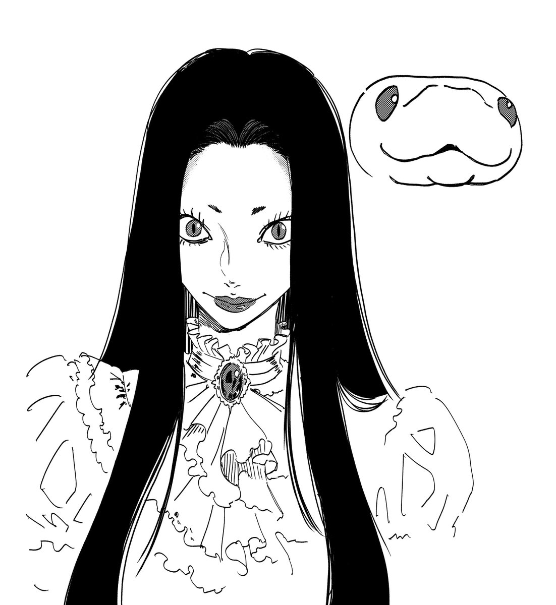 052ysk's tweet photo. 確かにそうだなと思て試しに蛇の丸い目を意識して蛇女描いたてみたら思ったより可愛く描けた！ https://t.co/McTtaAiAuK