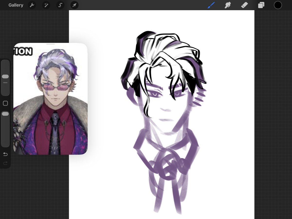 Luicidfer's tweet photo. Guide to Varis Hair? (Ish..?)
Focusing on the basic shapes you see in his hair and seperating the parts! Draw him bald then give him a hairline, then you draw in the main big shapes, followed by the smaller details like the different strands! (1/2) #Vartistry https://t.co/HfjhDyBAOe