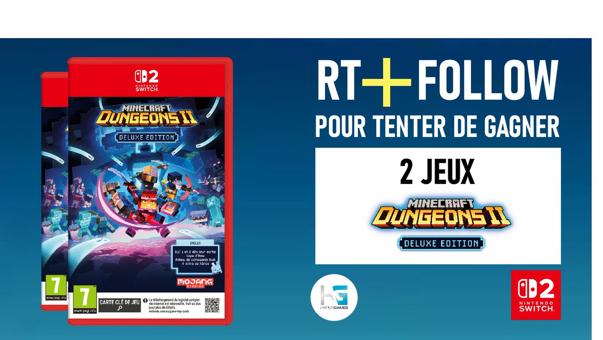 HypergamesA's tweet photo. #concours  

Tentez de remporter le jeu  Minecraft Dungeons 2 Deluxe Edition ! 

Pour participer : 
➡️RT+Follow @HypergamesA 
➡️Like+Commente avec le #Minecraft 

TAS le 06/10 
2 Gagnant(e)s 

Règlement : https://t.co/exKioSo8o2 https://t.co/PnbwcWQIhO