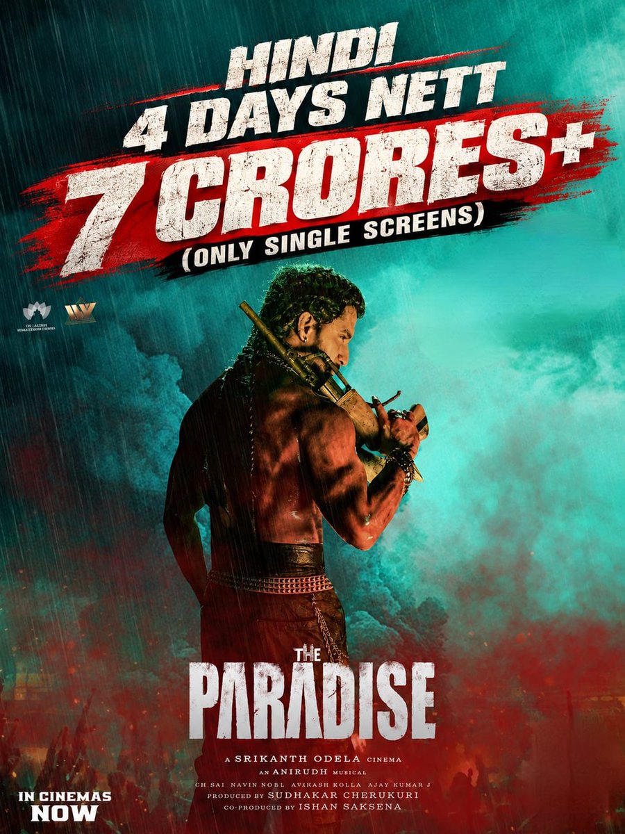 FilmyBowl's tweet photo. #TheParadise Hindi version is creating a solid impact! 💥

₹7Cr+ Hindi Net — Only Single Screens! 

Nani’s #TheParadise continues its box-office momentum! 🔥🔥 https://t.co/jg5r3pNSbq