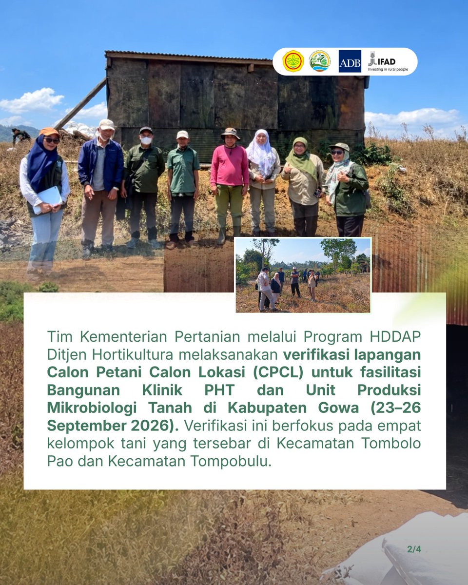 HddapHorti's tweet photo. Peninjauan ini menyasar calon lokasi pembangunan Klinik PHT dan Unit Produksi Mikrobiologi Tanah pada empat kelompok tani di Kecamatan Tombolo Pao dan Tompobulu.

#Kementan #DitjenHortikultura #HDDAP #Ifad https://t.co/NYFPwcvaEm