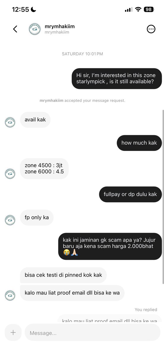 bearpupky's tweet photo. Help RT 🙏🏻
Scam tiket starlympic gmmtv
Total scam RP. 11.000.000 

Nama : MARYAM HAKIM
Email Apple ID : kamiratia@gmail.com
Bank Muamalat 1510055814
atas nama Maryam Hakim 

kalo ada yang kenal boleh dm aku ya, aku gatau dia orang mana, cuma tau asal jawa barat kec.nagreg https://t.co/3oPgqPBk9x