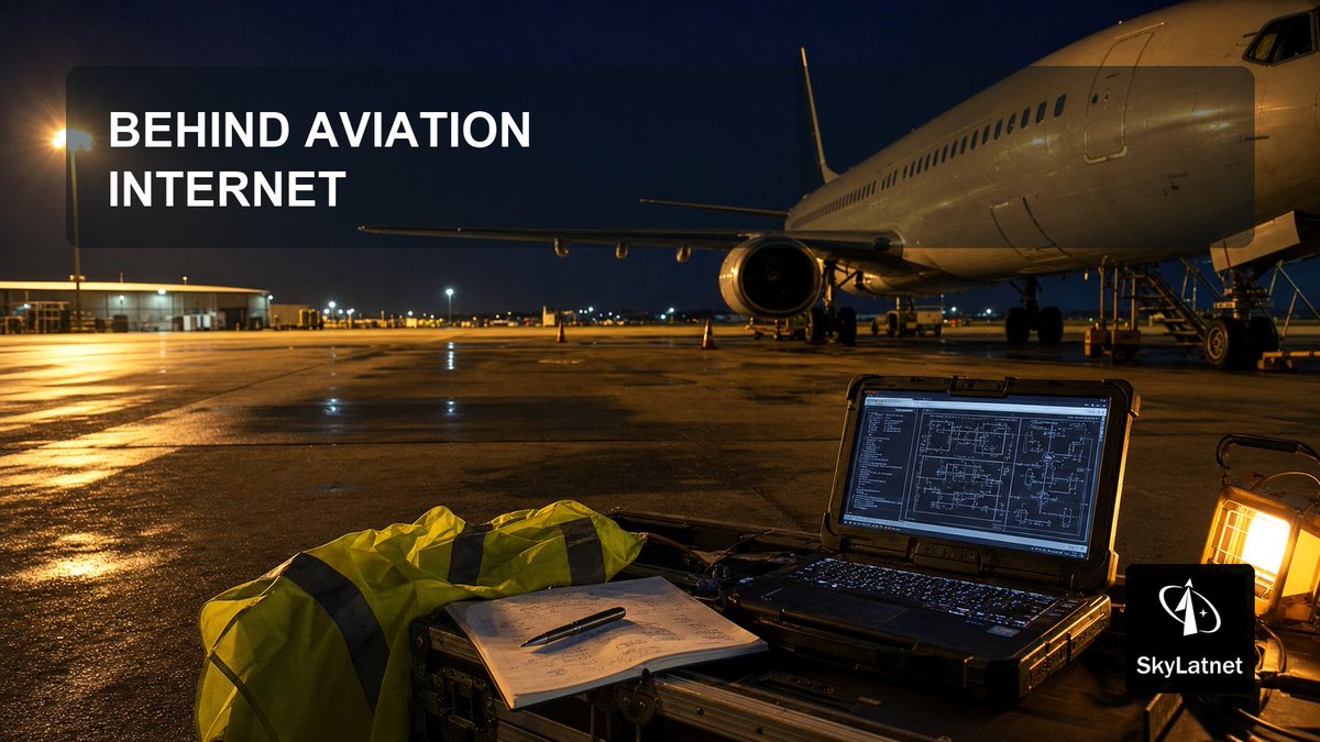 SkyLatnet's tweet photo. An airport at 2 a.m. is quiet. But it reminds us that aviation internet is much more than in-flight Wi-Fi. Behind a simple connection icon are aerial links, ground networks, devices, and coordination mechanisms.
#AviationInternet #CommunicationInfrastructure https://t.co/kmecKsLyKO