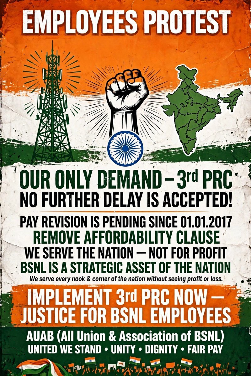 PPSemkar's tweet photo. #3rdPRC_BSNL
#remove_affordiblity_clause 
@DoT_India
@narendramodi 
@PMOIndia 
@AUAB5564
@JM_Scindia
@CMDBSNL https://t.co/DXMioYOLAD