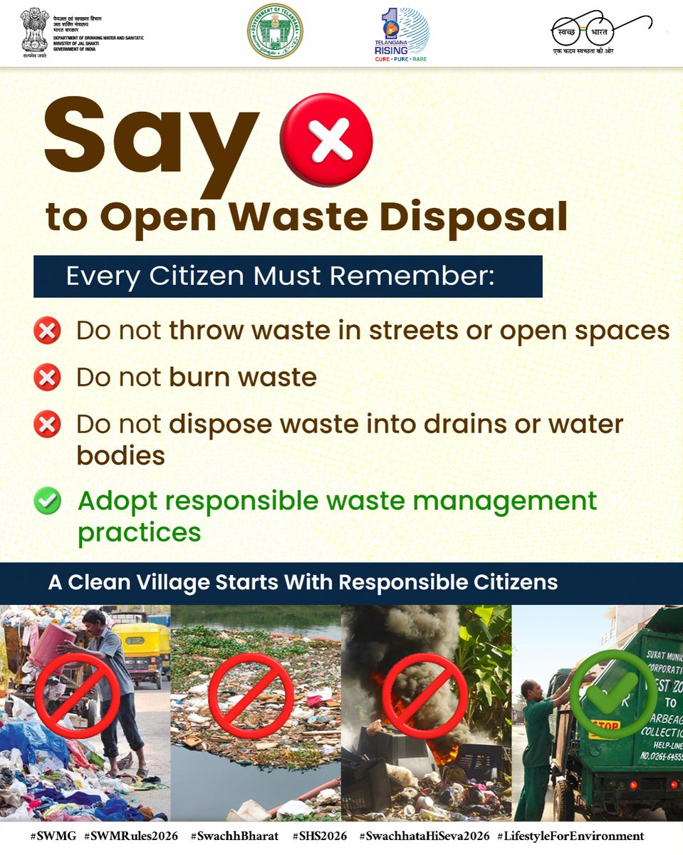 sbmwarangalurb2's tweet photo. #SwachhBharath #SBMG #SWMRules2026 #LifeStyleForEnvironment #MissionLiFE #SBMG #JJM #SWMRules2026 #WED2026 #swachbharath@MoJS PMOIndia@jaljeevan_@TSSBMG@MoRD_GoI
@TSSBMG https://t.co/gIjyGGueVD
