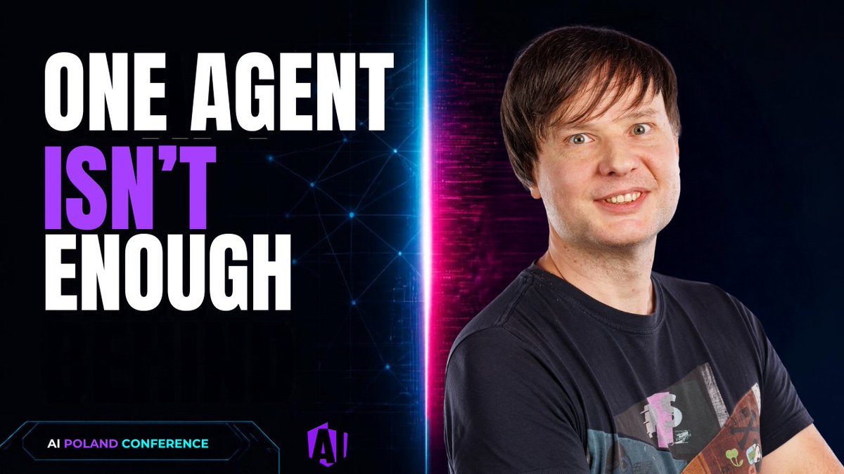 ngKalbarczyk's tweet photo. One AI agent can be impressive. Real workflows need planning, tools, parallel work, fallbacks, and coordination.

Maxim Salnikov @webmaxru explains when a multi-agent system makes sense:
https://t.co/h4L4BYArio

Join #AIPoland 2026 in Warsaw or online:

https://t.co/jEbEbb8qc4 https://t.co/wVGOlpSNwO