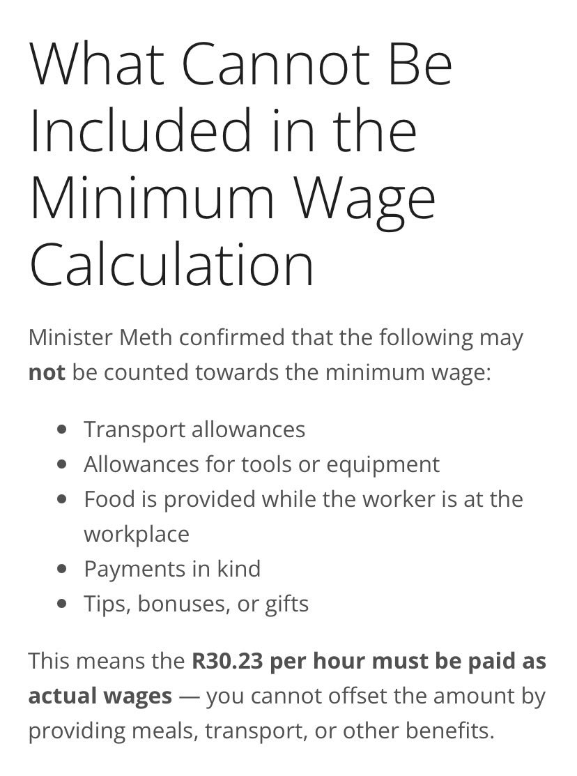 SunBirdZAKH's tweet photo. there are minimum hourly rates, and minimum day rates. just google “domestic worker minimum wage [insert year]”. they’re updated annually around March. https://t.co/VqjtjB8SnY