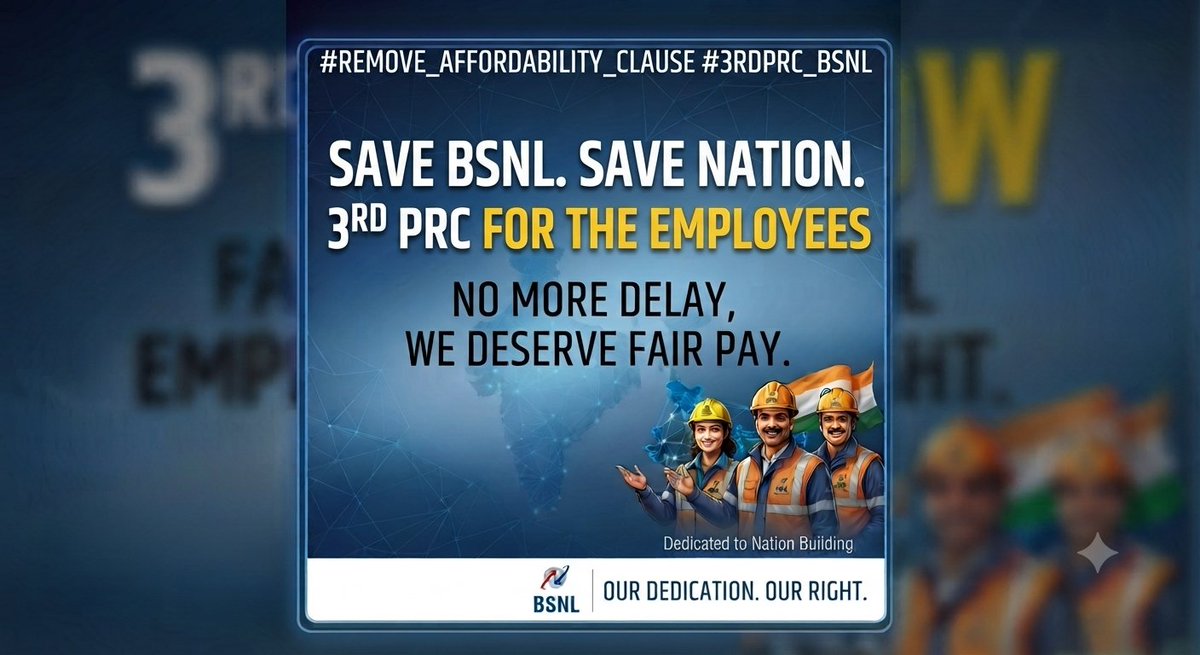 Anuptukun's tweet photo. BSNL stands for true nation-building and connecting the remotest parts of India. Our frontline warriors work tirelessly day and night to keep the nation connected. It’s time to recognize their dedication.
 #3rdPRC_BSNL
 #Remove_Affordability_Clause 
@PMOIndia 
@DoT_India https://t.co/p2O6vTkltO