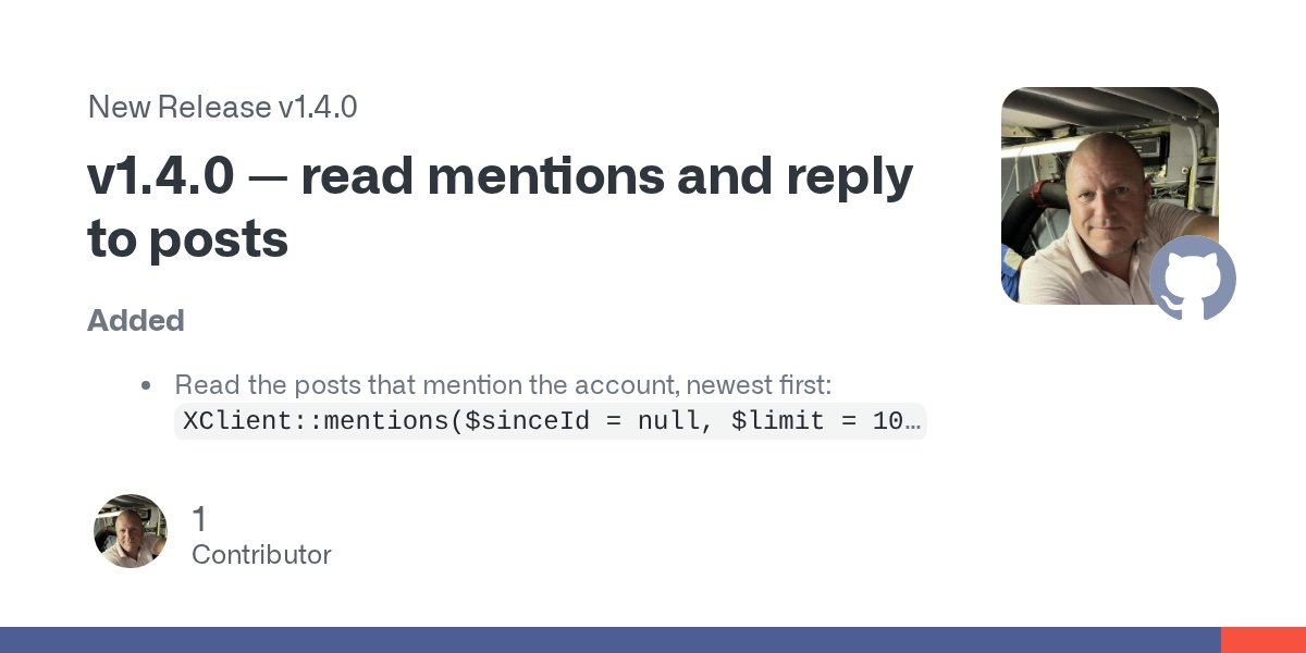 JongArvid's tweet photo. darvis/api-x 1.4.0 is out.

• Read the posts that mention you: x:mentions or the list-mentions MCP tool
• Reply to any of them with --reply-to or reply_to
• Replies get the same checks and daily limit as a post

Your agent can now draft answers to your replies, and you approve them first.