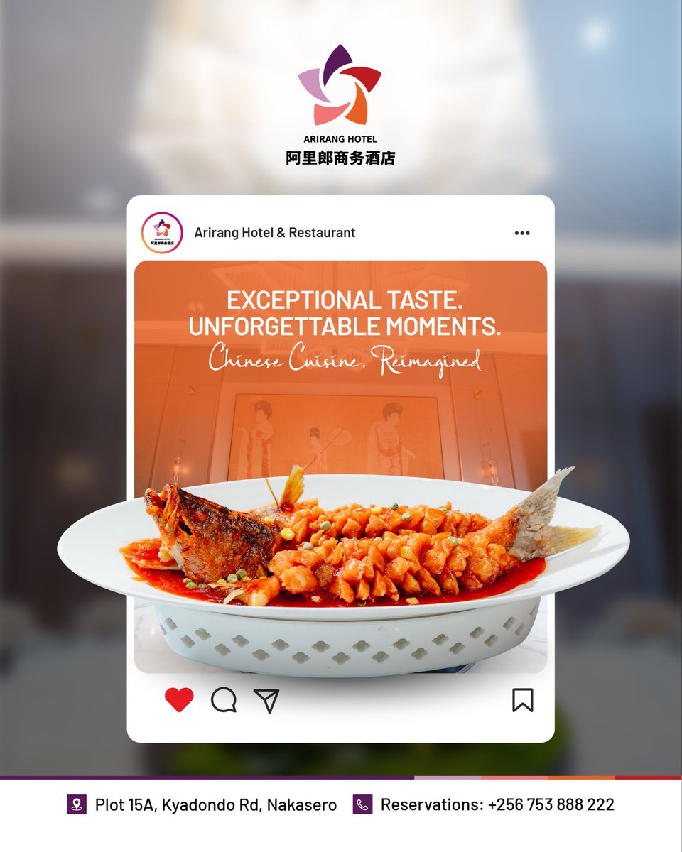 Ariranguganda's tweet photo. Craving authentic Chinese cuisine with a modern twist? 🔥 We’ve got your table waiting!
.
📍 Plot 15A, Kyadondo Rd, Nakasero
📞 Book now: +256 753 888 222
.
#arirang #hotel #resturant #kampala #fyppp https://t.co/huTSz0RDDI