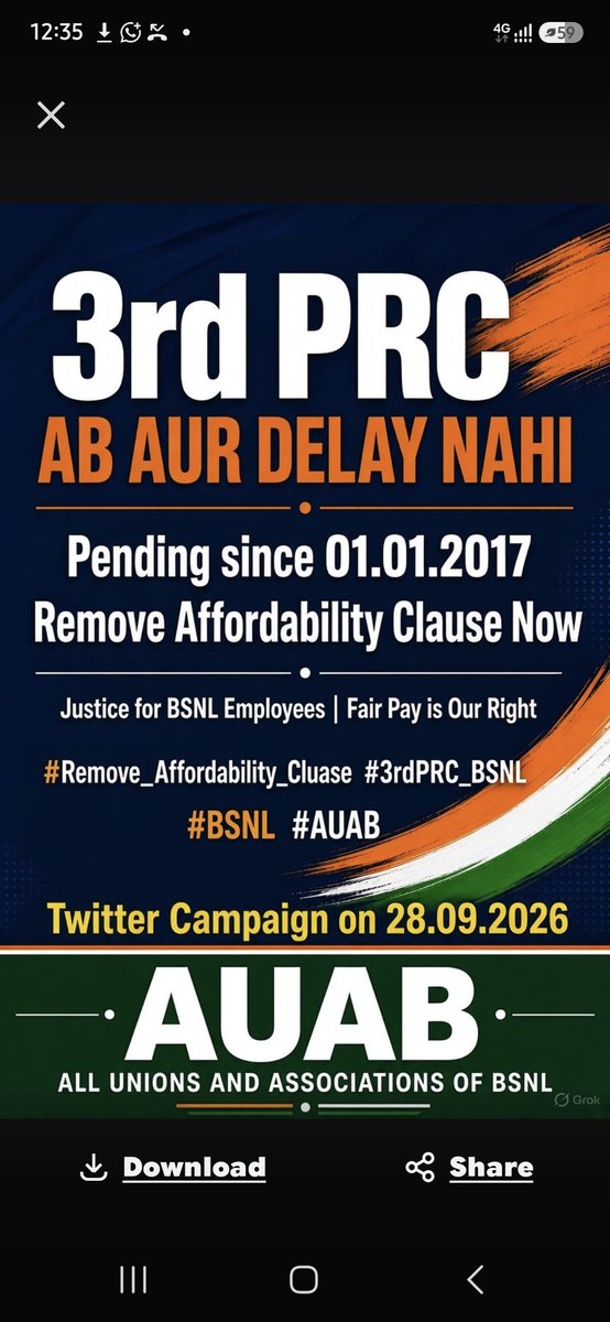 Naman_BKN's tweet photo. जन सेवा करने वाले को न्याय दो  3rd PRC आज दो

हक मांगे BSNL परिवार
3rd PRC दे सरकार

एकजुट रहो, संघर्ष करो,
3rd PRC हासिल करो

@AUAB के नेतृत्व में BSNL employee को एक रहना है, #3rdPRC_BSNL लेके रहेंगे #Remove_Affordability_Clause
@sneachq
@hinge_gane1199 @NFTE_BR @aiteea_India https://t.co/iaYn4zu0cQ