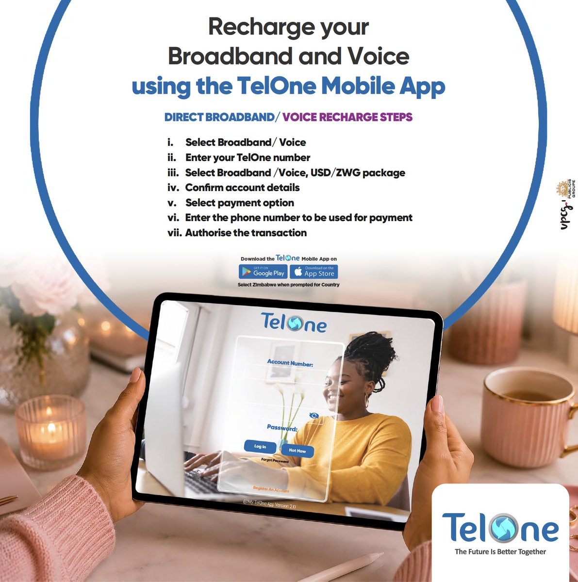TelOneZW's tweet photo. Recharging your Broadband and Voice packages is incredibly smooth when you use the TelOne Mobile App.
#TelOneBroadband
#TelOneVoice https://t.co/d2XPD6R7DK